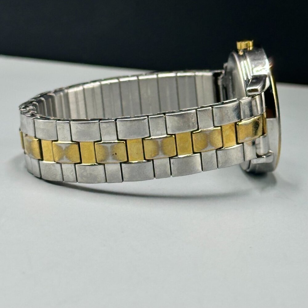 3/$30 Timex Watch Women Silver Gold Two Tone Stretch Band White Dial New Battery - Picture 10 of 14